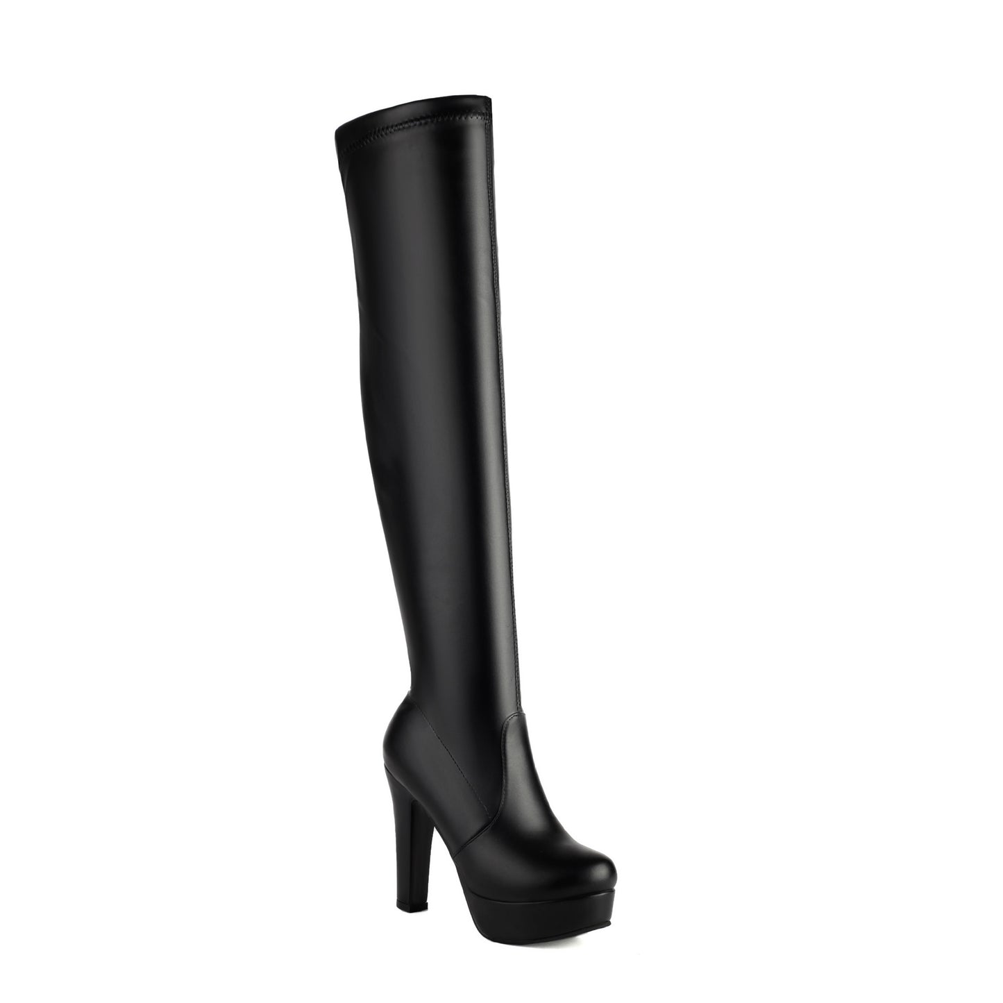 Womens Round-toe Chunky-heeled Over-the-knee Boots - Zalixer