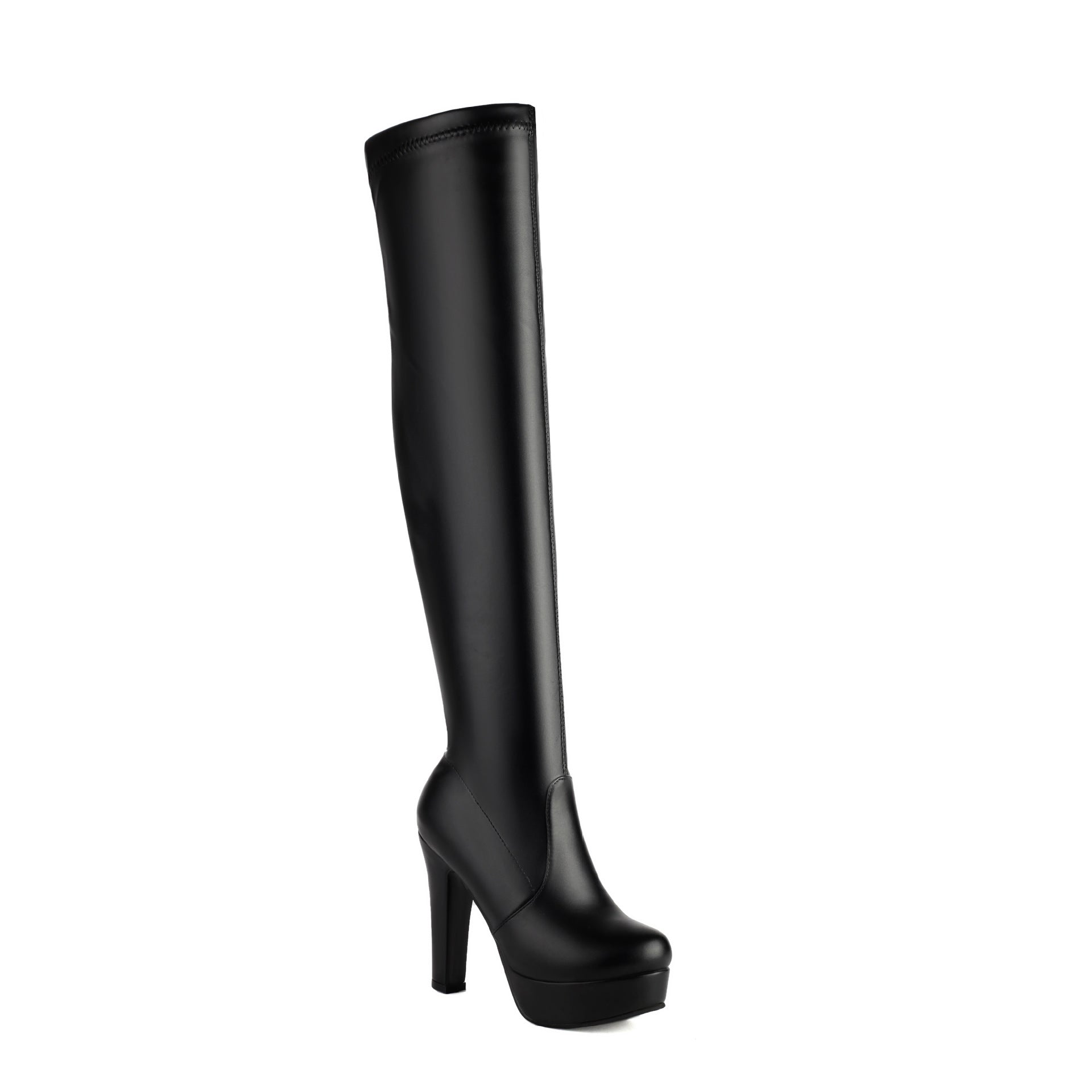 Womens Round-toe Chunky-heeled Over-the-knee Boots - Zalixer