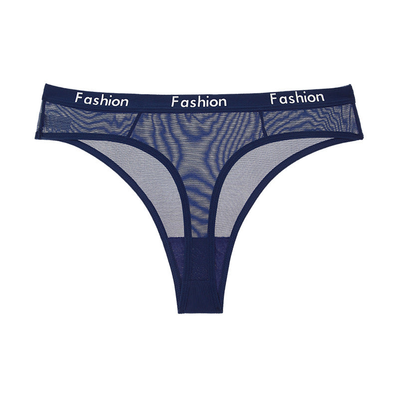 Thong Feminine Mesh Transparent Low Waist Sports Seamless Panties - Zalixer