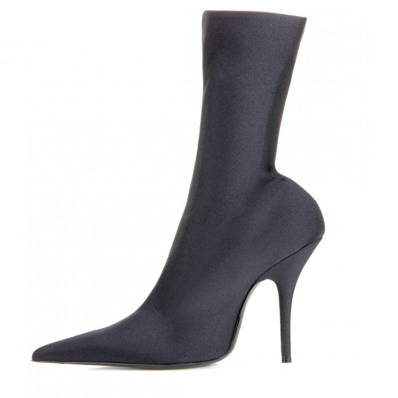 Womens Pointy Toe Elastic Boots, With Colorful , High Heels And Stiletto, Short Socks, New - Zalixer