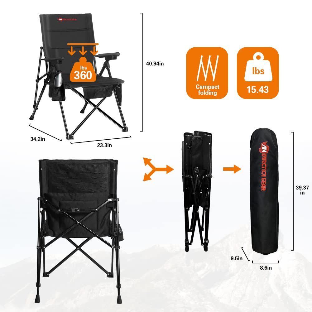 Antarctica Gear Heated Camping Chair With 12V 16000mAh Battery Pack, Heated Portable Chair, Perfect For Camping, Outdoor Sports, Hunting, And Beach Party, With 5 Pockets