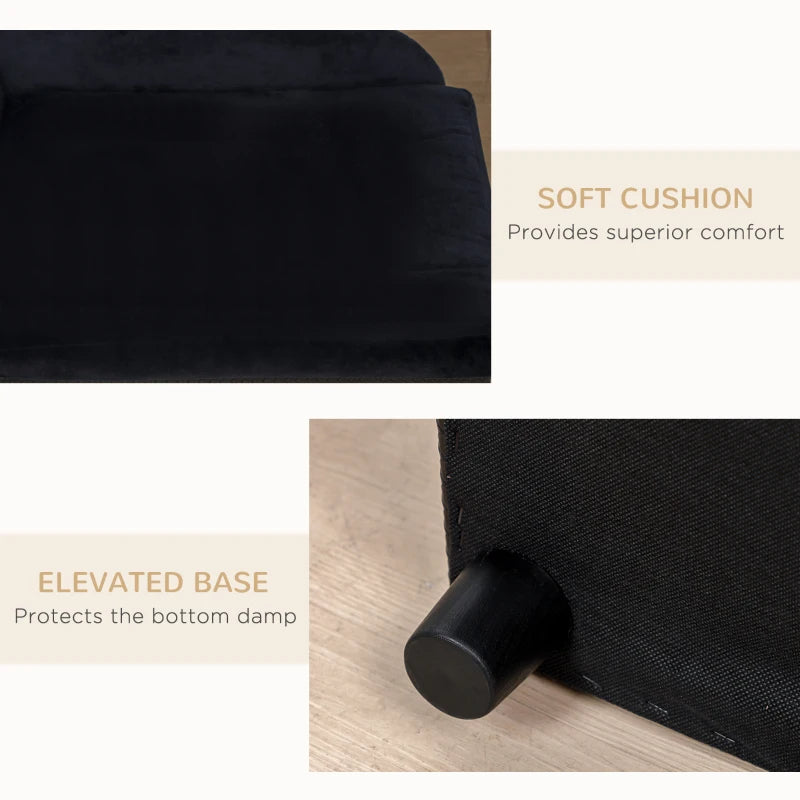 PawHut Pet Sofa Bed Couch With Storage, Pet Sofa For Cats And Small Dogs, Black - Zalixer