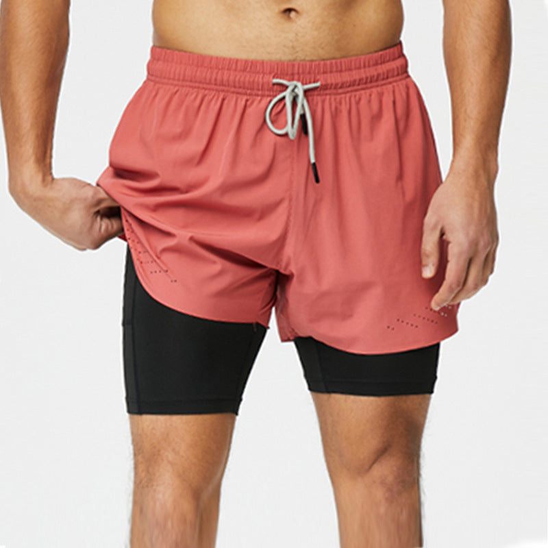 Double-layer Professional Running Shorts Quick-drying Breathable Fitness Shorts - Zalixer