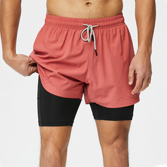 Double-layer Professional Running Shorts Quick-drying Breathable Fitness Shorts - Zalixer