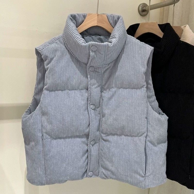 Womens Stylish Short Vest With A Stand-up Collar - Zalixer
