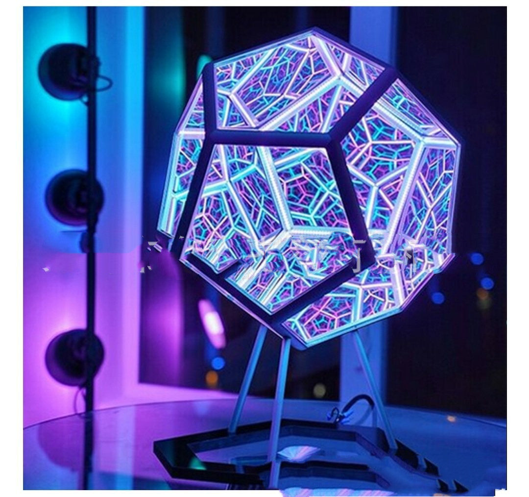 Night Light Creative And Cool Infinite Dodecahedron Color Art Light Bedroom Led Luminaria Galaxy Projector Table Lamp - Zalixer