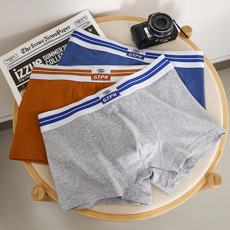 New Men's Underwear Pure Color Cotton Mid-waist Underwear - Zalixer