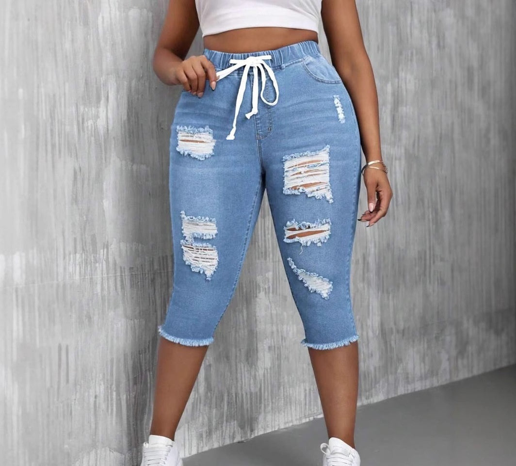 Womens Slimming Ripped Plus-Size Jeans - Zalixer