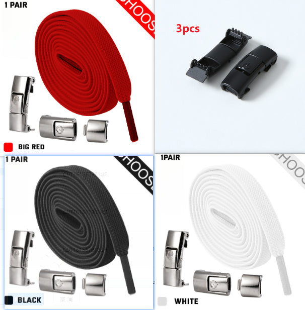 Press Lock Shoelaces Without Ties Elastic Laces Sneaker 8MM Widened Flat No Tie Shoe Laces Kids Shoelace For Shoes