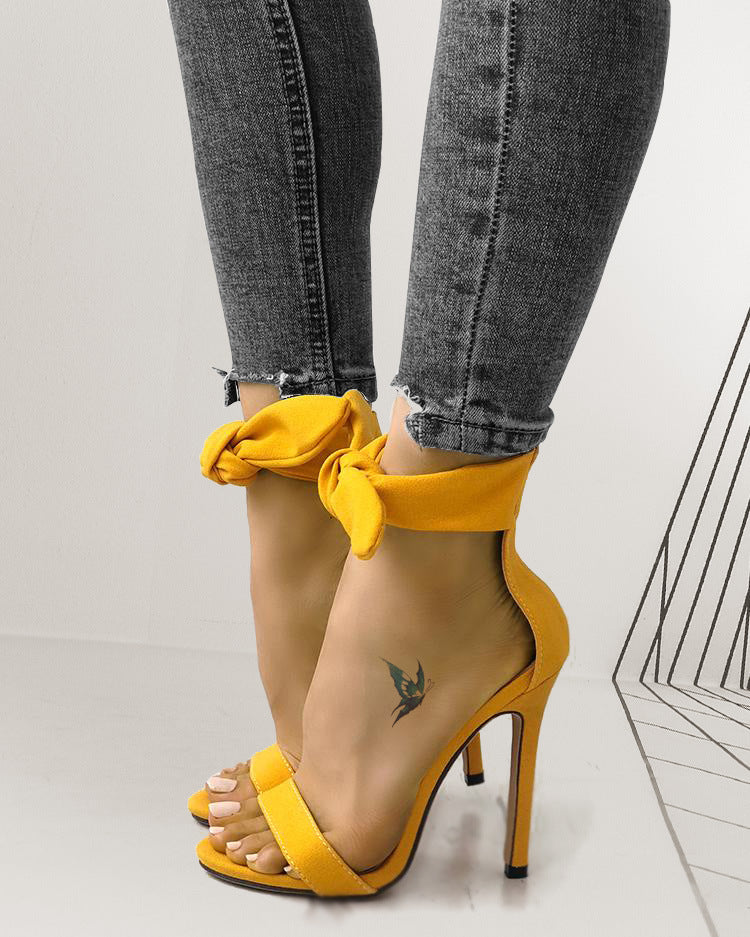 High-heeled bow sandals