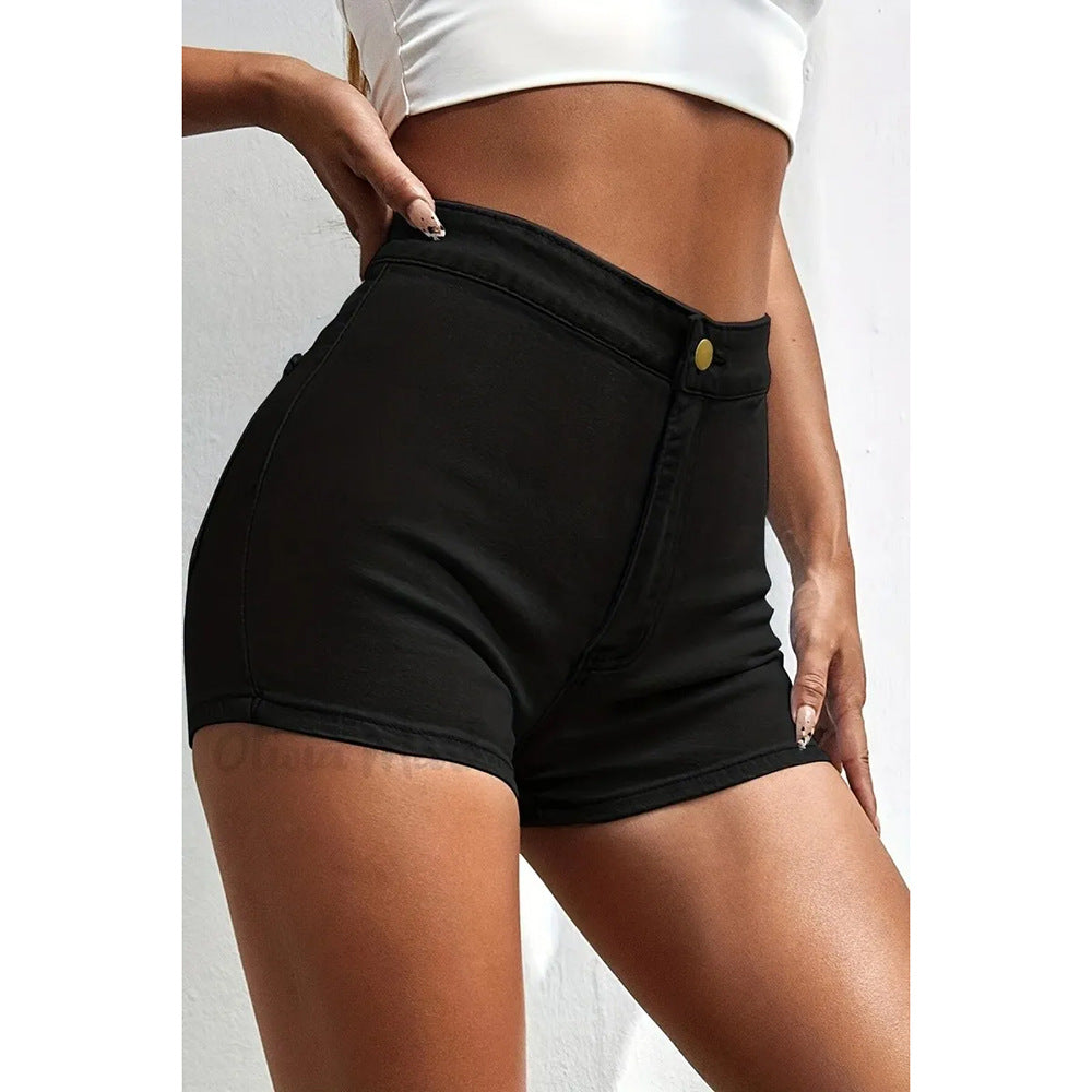 Womens Denim Shorts High Waisted Slimming Stretchy And Form Fitting With A Tight Body Hugging Design - Zalixer