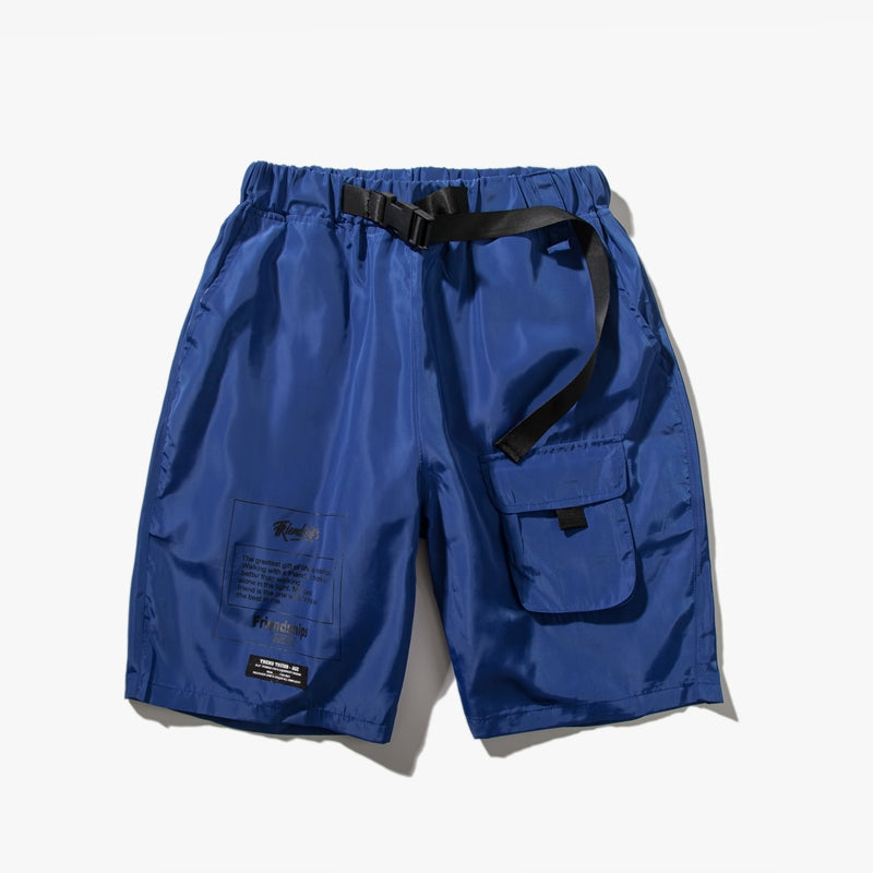 Two-tone printed lace-up casual shorts