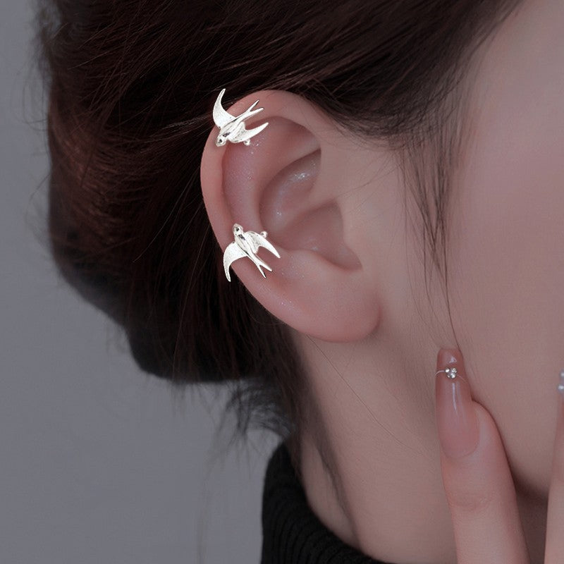 Cloud-Piercing Swallow Ear Clips For Women