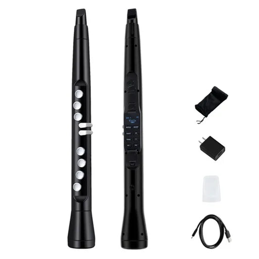 Portable Wireless MIDI Electronic Saxophone - 100 Tones, 3W Hi-Fi Speaker, 12hrs Playtime, 0.7lbs (Black ABS) - Zalixer