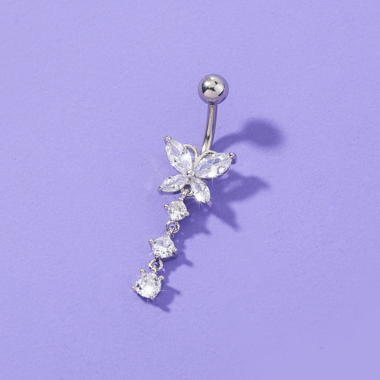 Women's Butterfly Zircon Umbilical Ring Piercing Jewelry