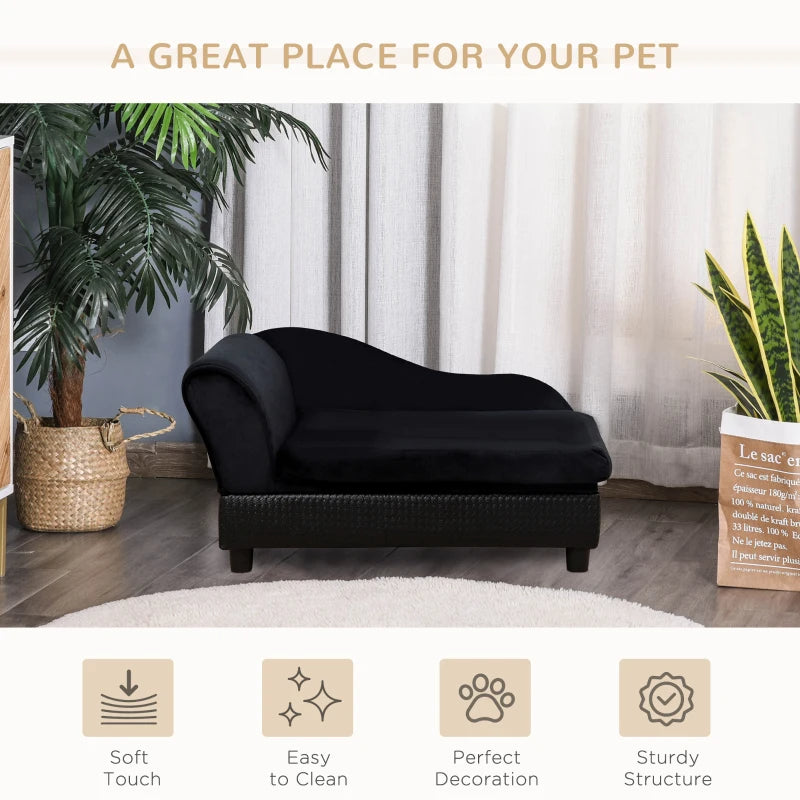 PawHut Pet Sofa Bed Couch With Storage, Pet Sofa For Cats And Small Dogs, Black - Zalixer