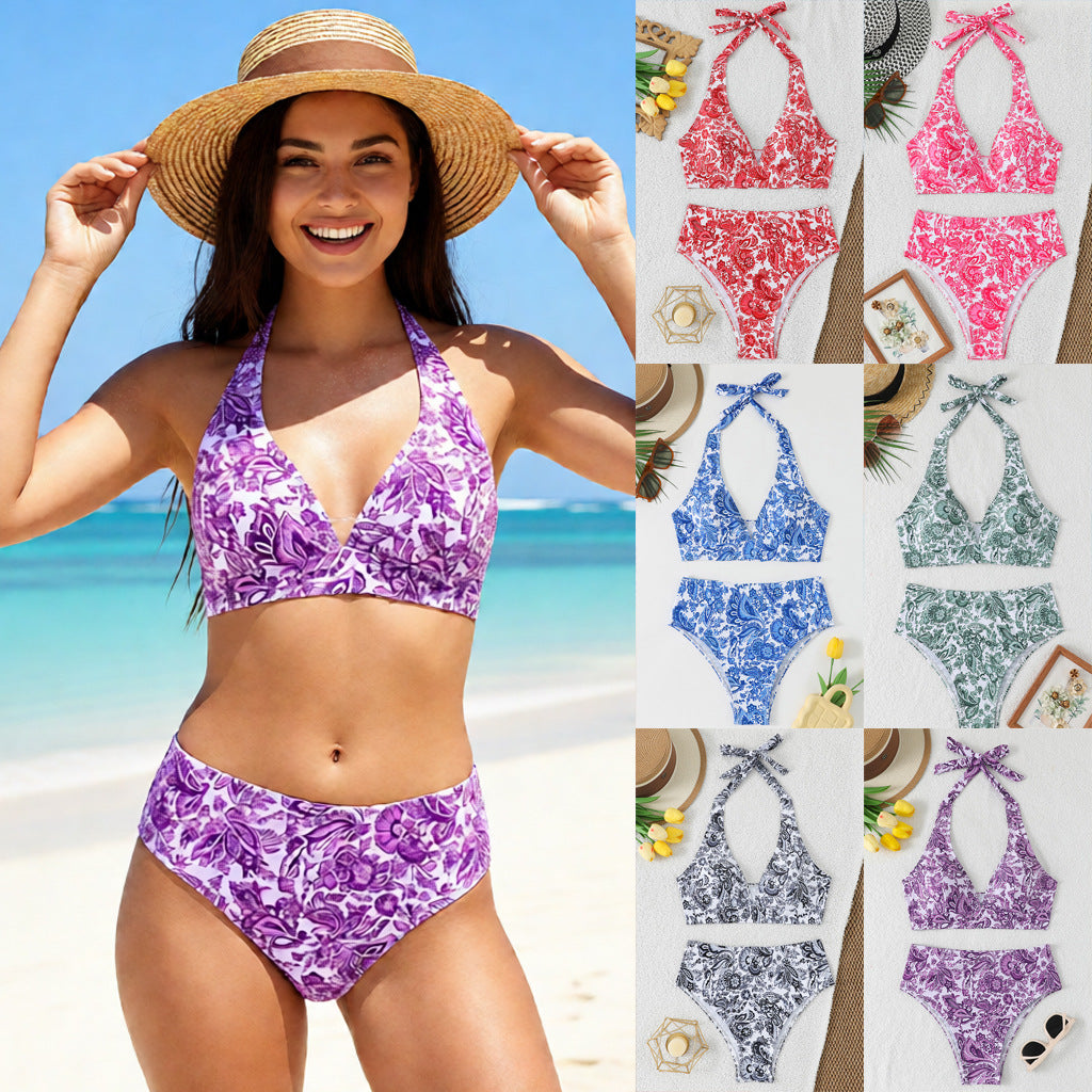 Women's Gathering Bikini Split Swimsuit - Zalixer
