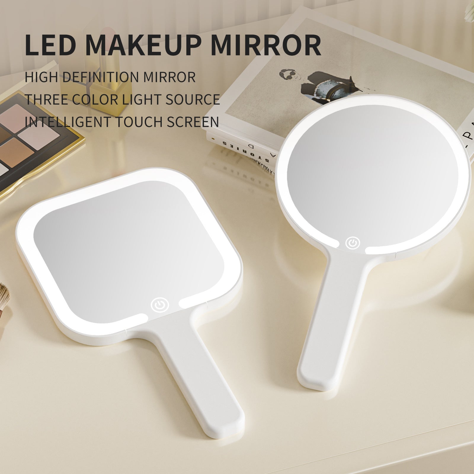 Led Make-up Mirror Handheld Mirror Portable With Light - Zalixer