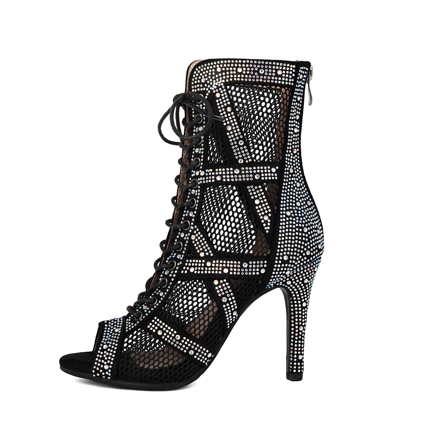 Womens Sparkling Rhinestone Heat-Transfer Mesh High Heels - Zalixer
