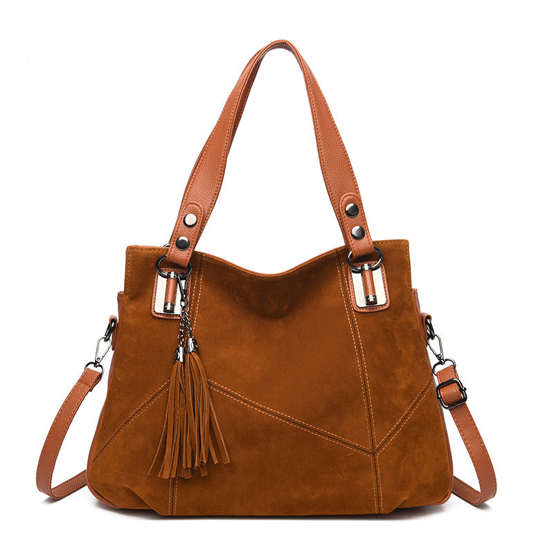 Womens Retro Tassel Zipper Suede Shoulder Crossbody Bag - Zalixer