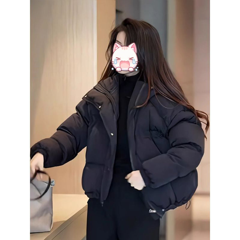 Winter Korean-style Cropped Hooded Cotton Jacket - Zalixer