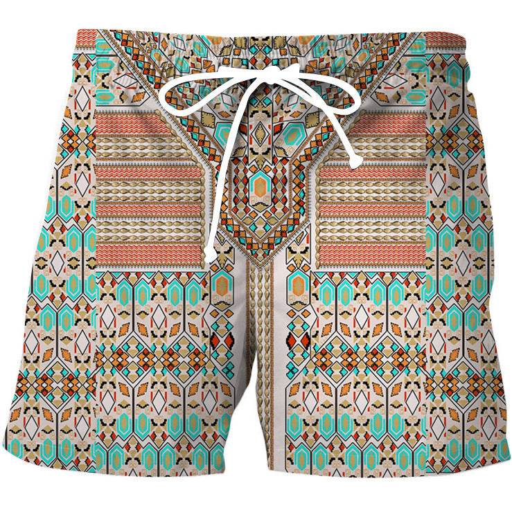 Men's Casual Shorts Retro Geometric Striped Pattern