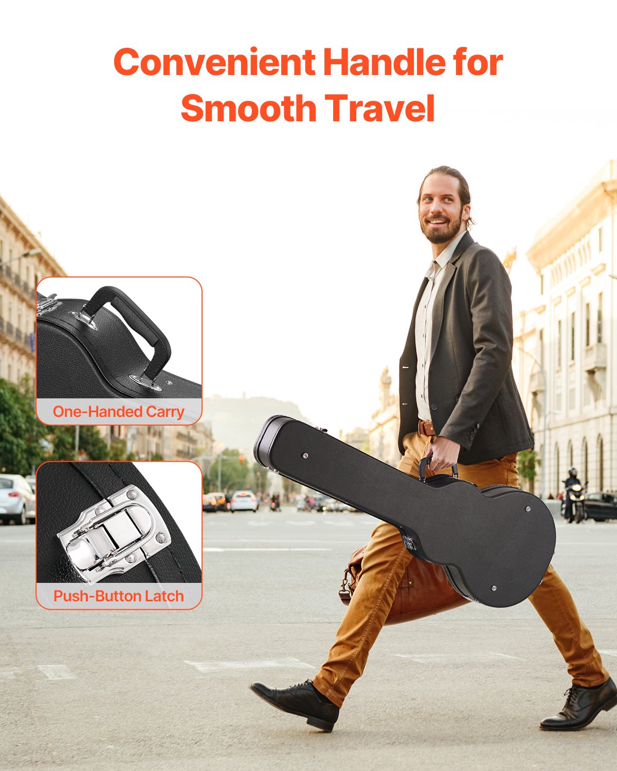 Electric Guitar Hard Case, 41.34 In Gourd-Shaped Guitar Hard Case, With Lock Latch Keys Handle, PVC Padding Soft Lining Water-Resistant Hard Shell Guitar Case, For 39 In LES Paul Guitars, Black - Zalixer