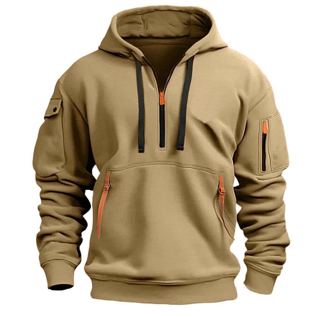 Men's Cotton Dropped Shoulder Hooded Sweatshirt Plus Size Loose