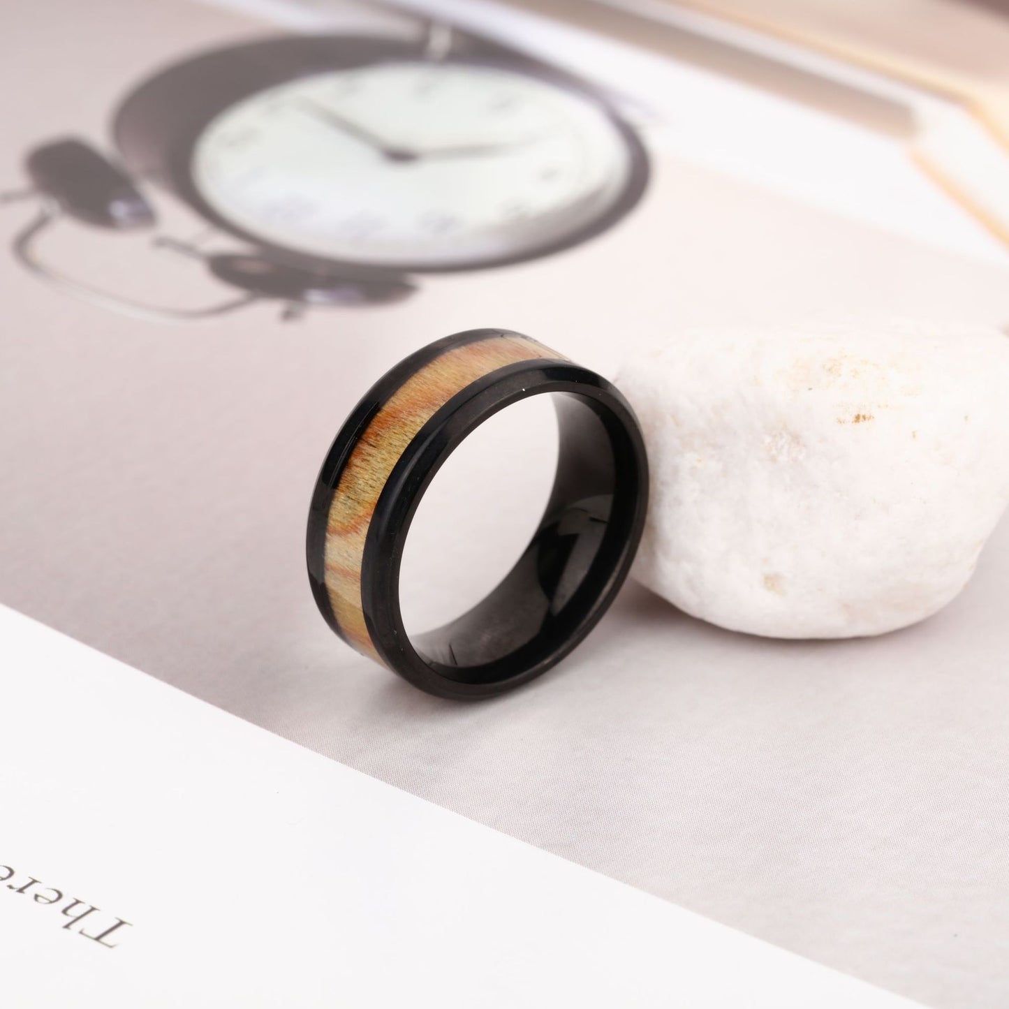New Fashion Simple European And American Wood Leather Ring