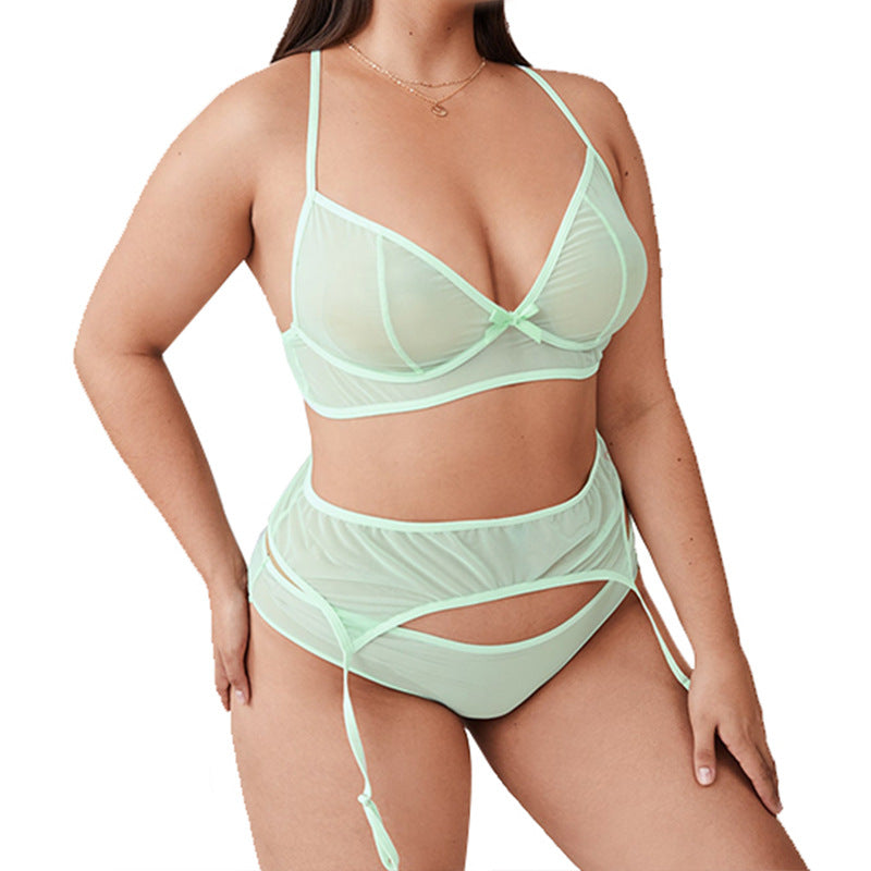 Thin See-through Bra Panties Garter Suit - Zalixer