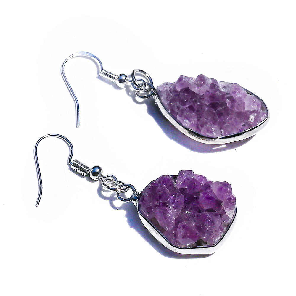 Womens Earrings With Natural Crystal And Agate Geode Pendants From Europe And The US - Zalixer