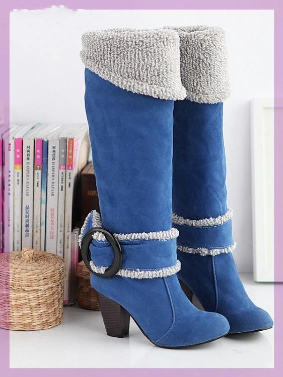 Womens Boots Shoes High Heeled Knee High Boots - Zalixer