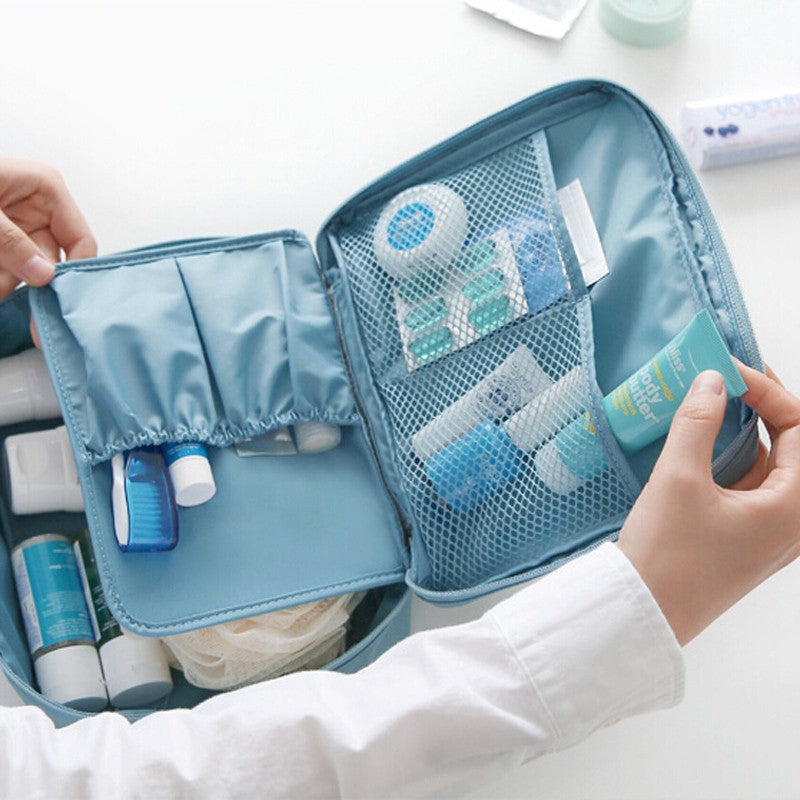 Portable Cosmetic Bag Waterproof Divider Multi-grid Pockets Toiletry Bags Travel Storage Handbags Women Make Up Bag - Zalixer
