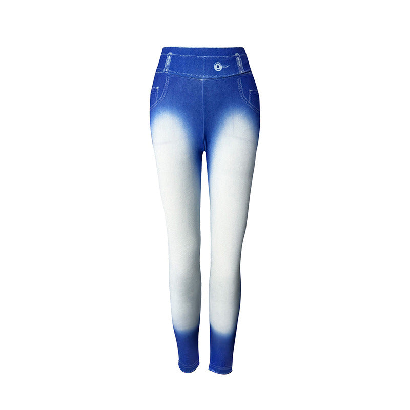 Womens Compassion-Style Printed Slim-Fit Denim Yoga Pants With Pocket - Zalixer
