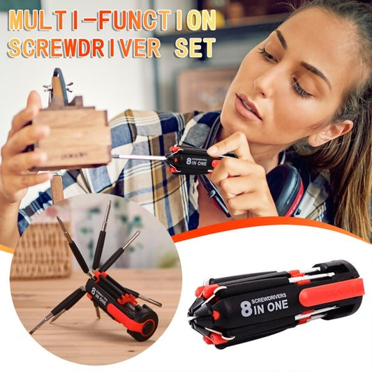 8 In 1 Screwdriver With LED Flashlight Car Portable Multifunctional Outdoor Tool