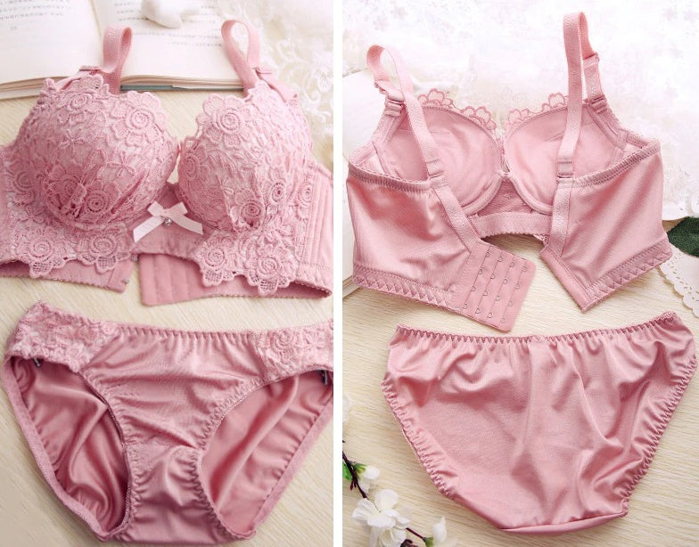 Lace Sexy Deep V Gather Underwear Without Steel Ring - Zalixer