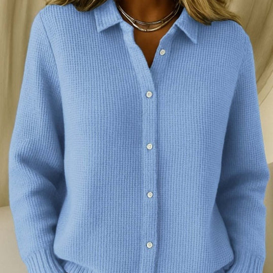 Casual Fashion Button Knitted Lapel Sweater For Women Long Sleeve Knitted Sweaters Tops Winter Jumper - Zalixer