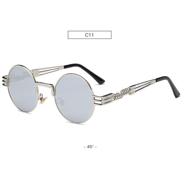 Gold Metal Fashion John Lennon Round Sunglasses Steampunk Sunglasses Mens Womens Retro Vintage Coating Mirrored Eyewear Shades - Zalixer