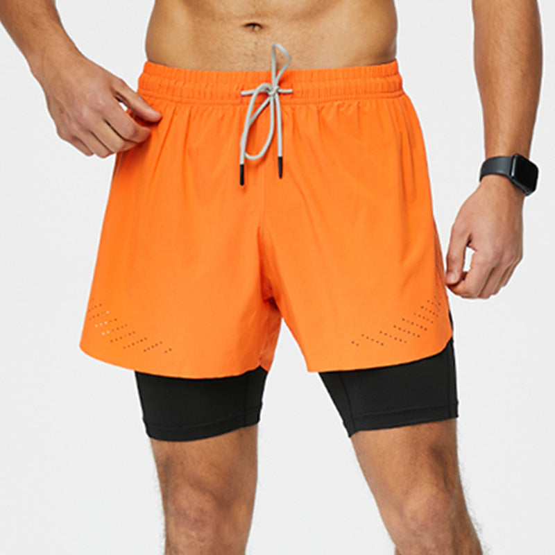 Double-layer Professional Running Shorts Quick-drying Breathable Fitness Shorts - Zalixer