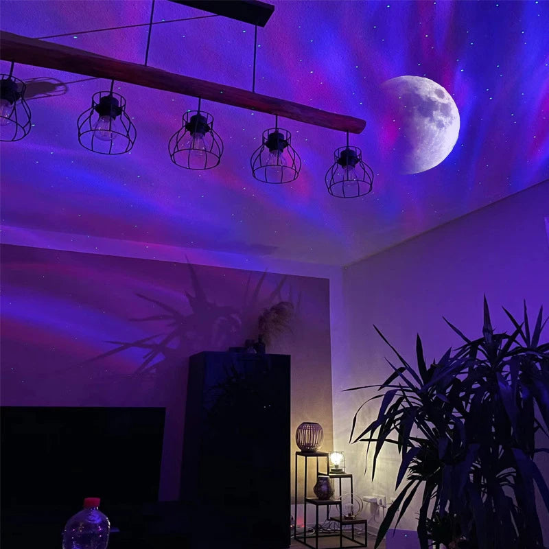 Aurora Borealis Starlight Projectors LED Galaxy Star Atmosphere Galaxy Night Light Home Bedroom Sky Moon Lamp Room Decor Gift - Zalixer