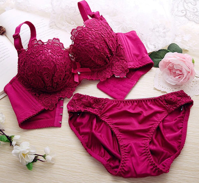 Lace Sexy Deep V Gather Underwear Without Steel Ring - Zalixer