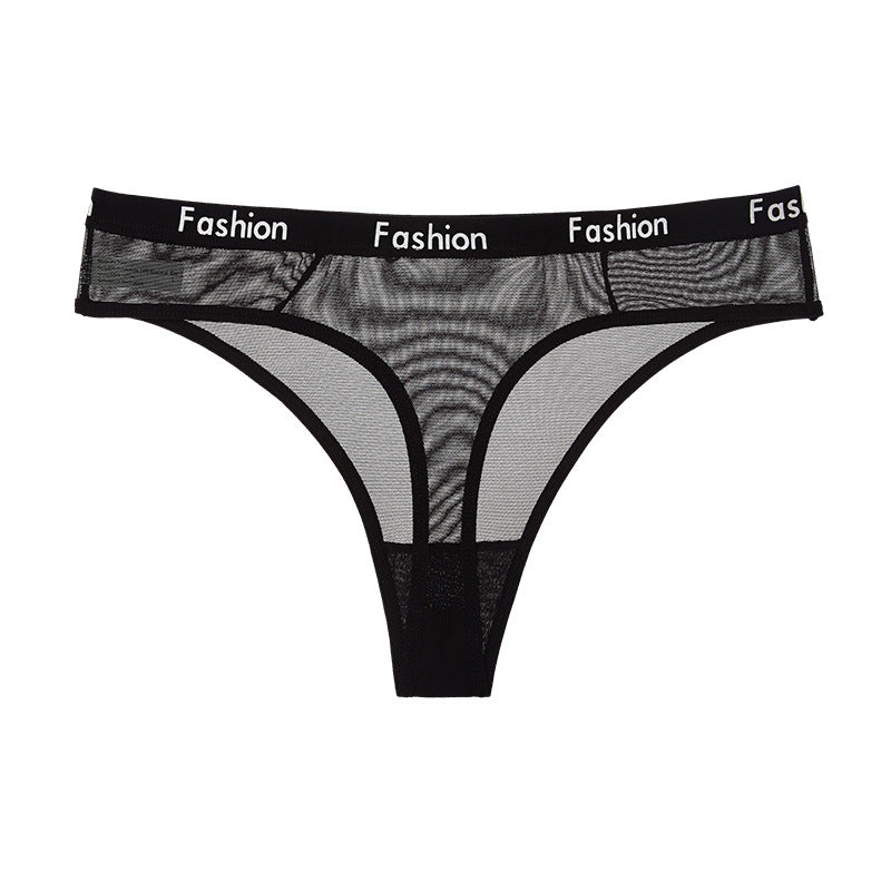 Thong Feminine Mesh Transparent Low Waist Sports Seamless Panties - Zalixer