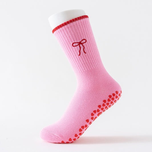Womens Mid-calf Cotton Yoga Socks With Breathable Embroidery - Zalixer