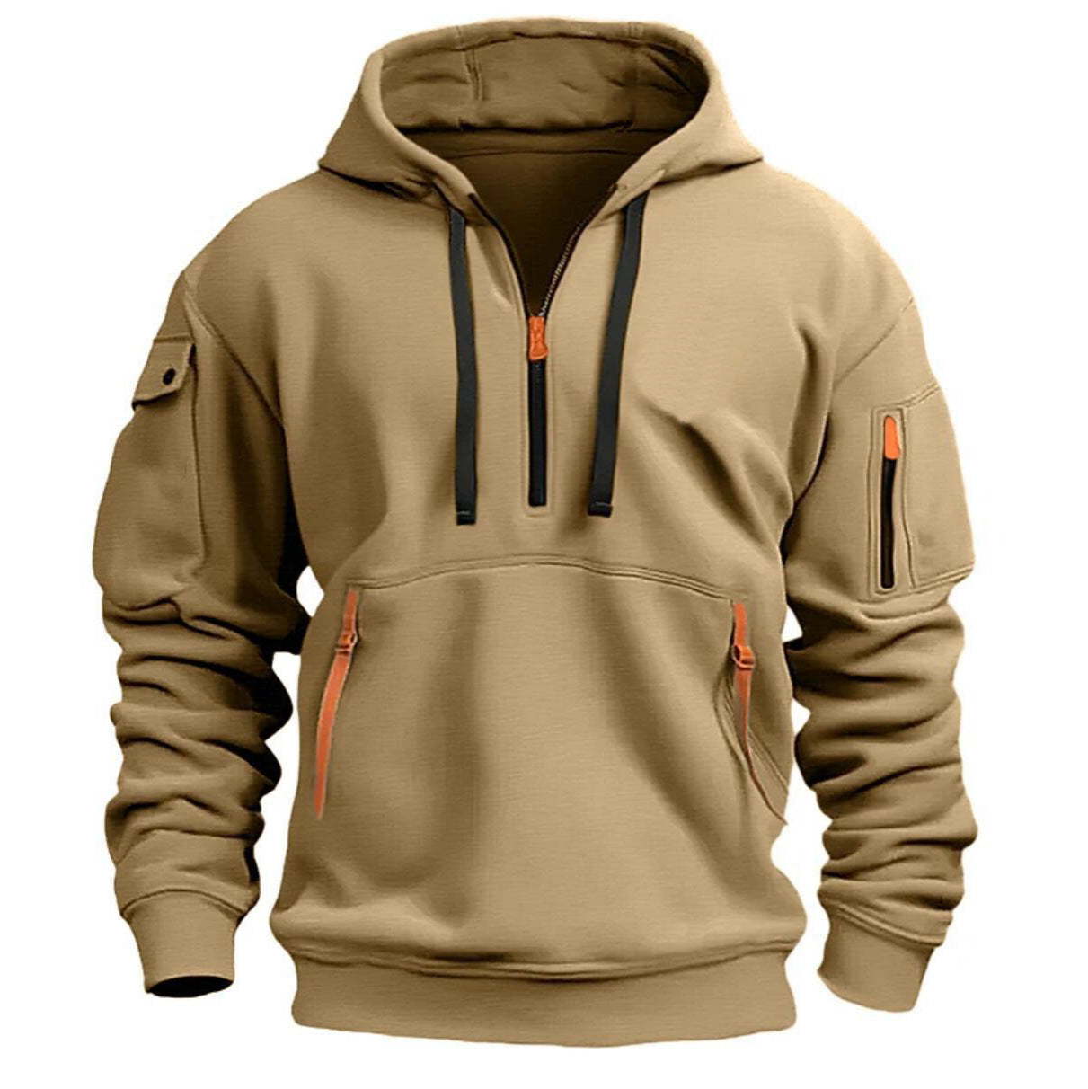 Men's Cotton Dropped Shoulder Hooded Sweatshirt Plus Size Loose