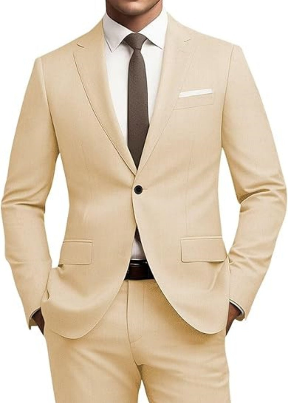 Men's Versatile Solid Color Business Jacket Long Pants Set