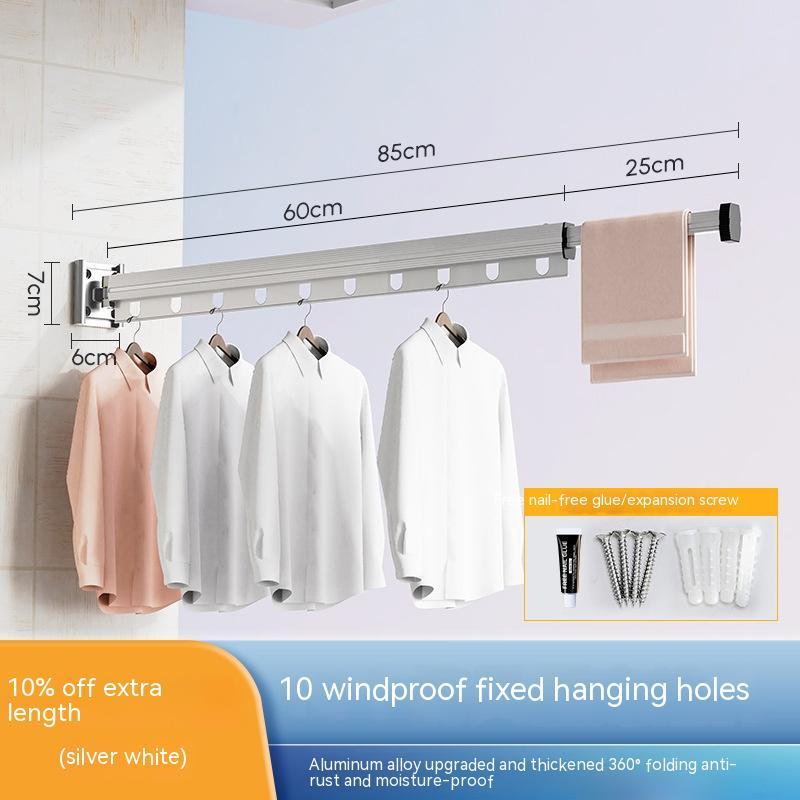 Suction Cup Folding Clothes Hanger Indoor Home Balcony Aluminum Retractable Drying Rack