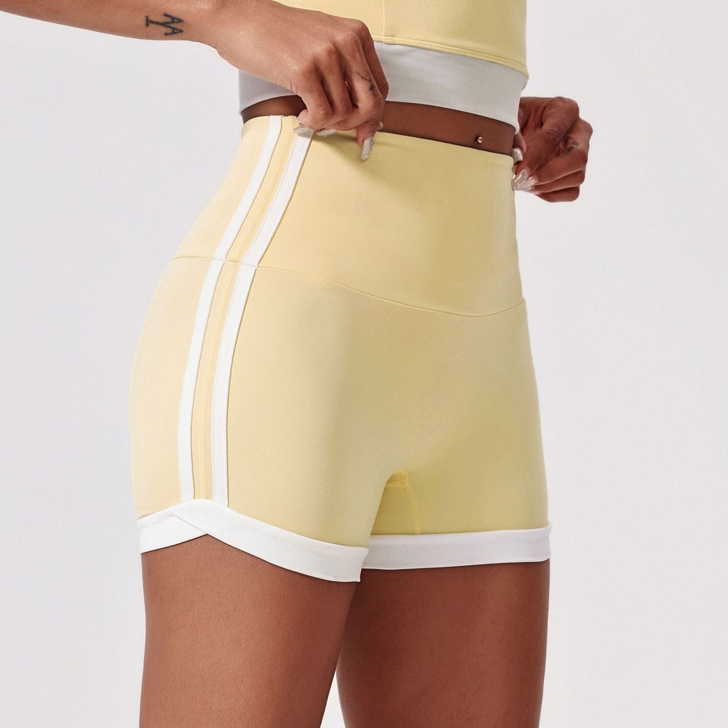 High Waist Yoga Shorts Skinny Hip Raise Shorts - Zalixer