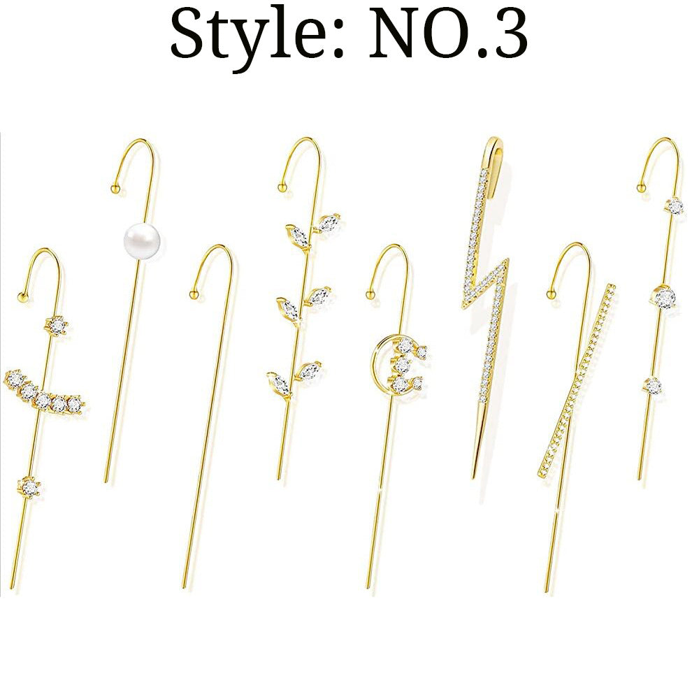 Zircon Earrings Slash Lightning Piercing Stud