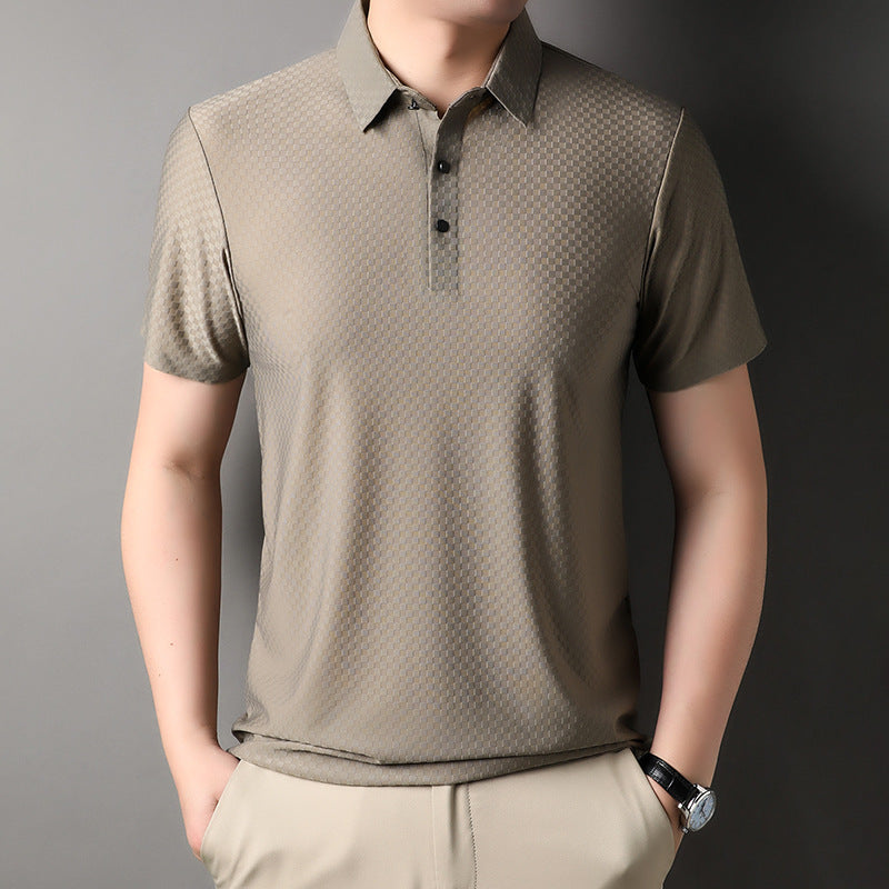 Men's Youth Jacquard Square Short-sleeved Polo Shirt - Zalixer