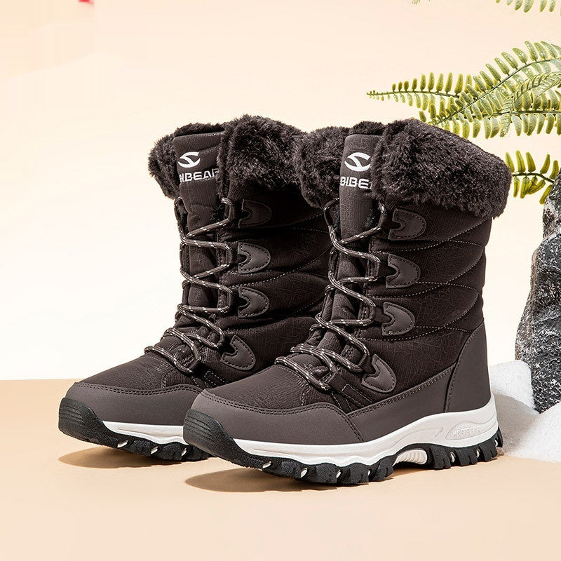 Warm Wide-toe Shoes Womens Mid-height Soft-soled Faux-fur Snow Boots For Winter - Zalixer